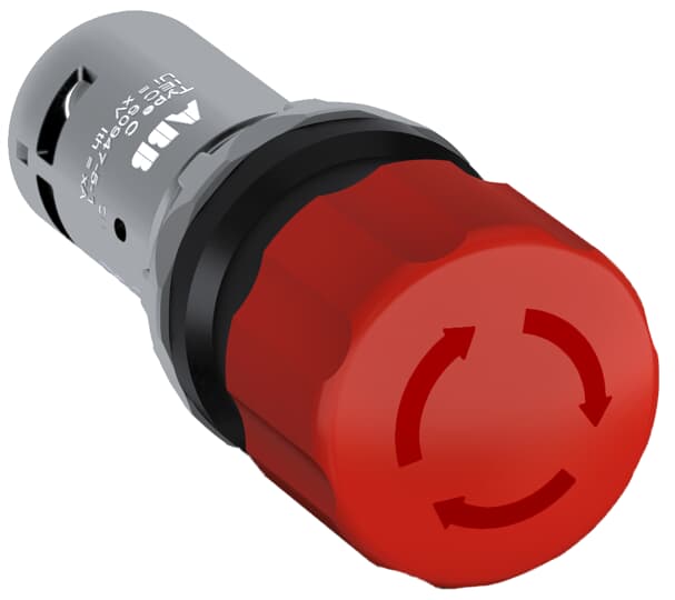 ABB Controls 22mm Non-Illuminated E-Stop; Red Mushroom - 30mm; Standard - Plastic; ; 2NC; Turn-to-Reset